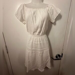 White Linen Summer Dress - Size L